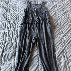 Shein L Grey Tank Maternity Romper with Pockets